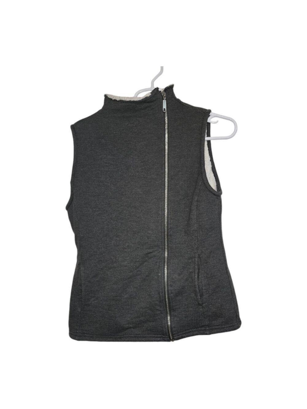 Banana Republic Factory Sherpa Vest Small Gray Full Zip Cozy